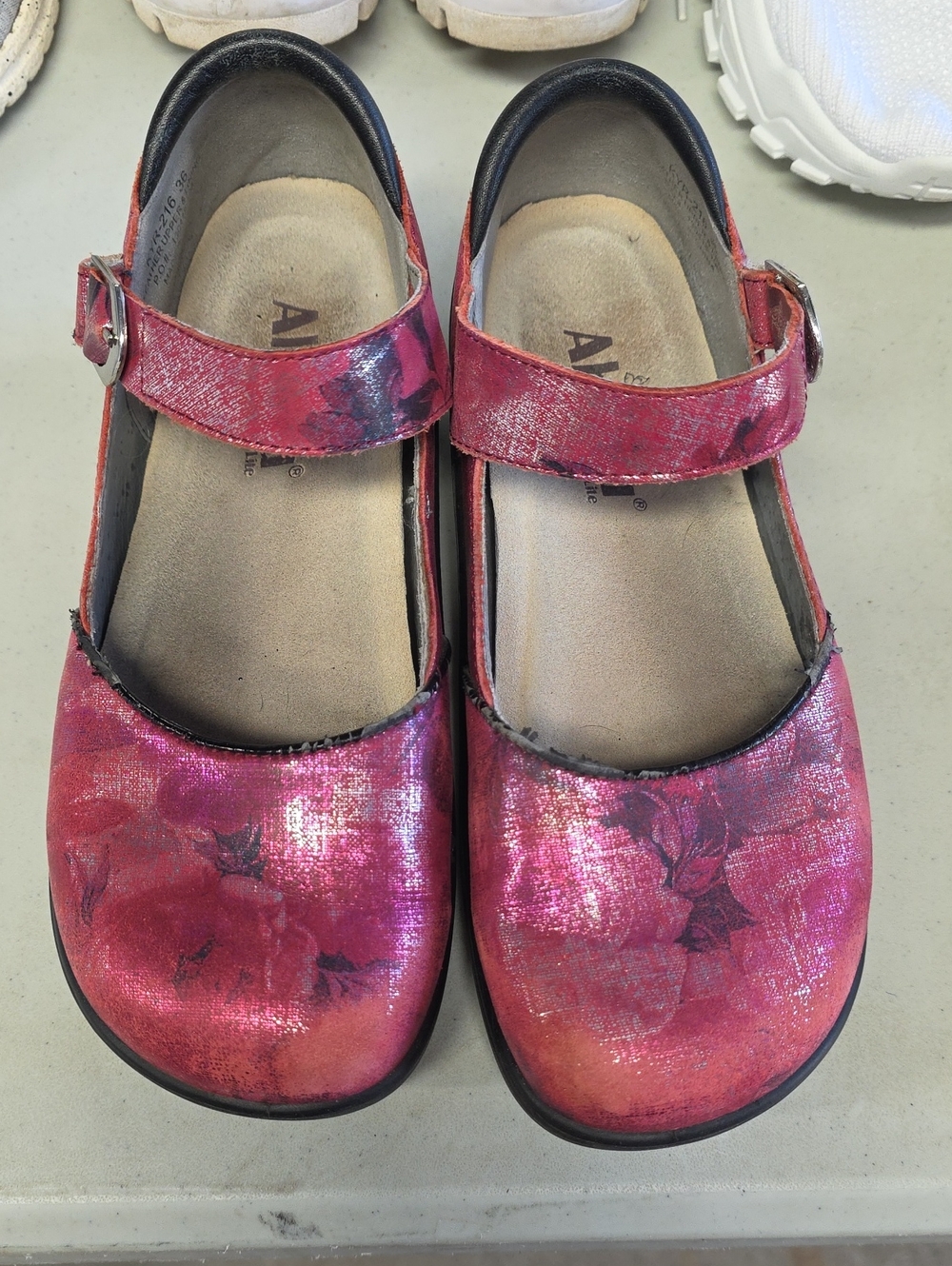 Alegria Womens Shimmery Rose Pink Mary Jane Shoes